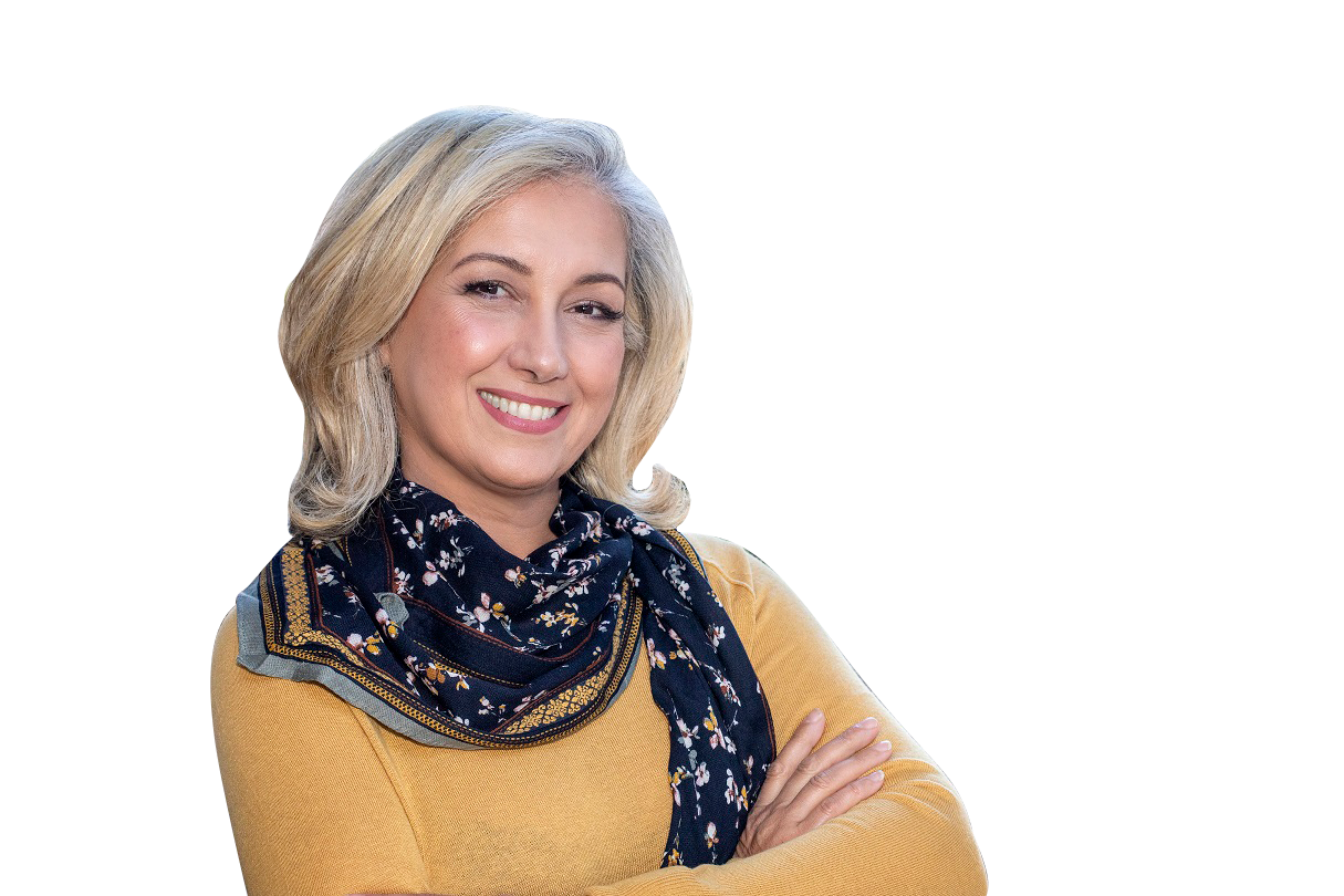 Manijeh-scarf, semiprofile